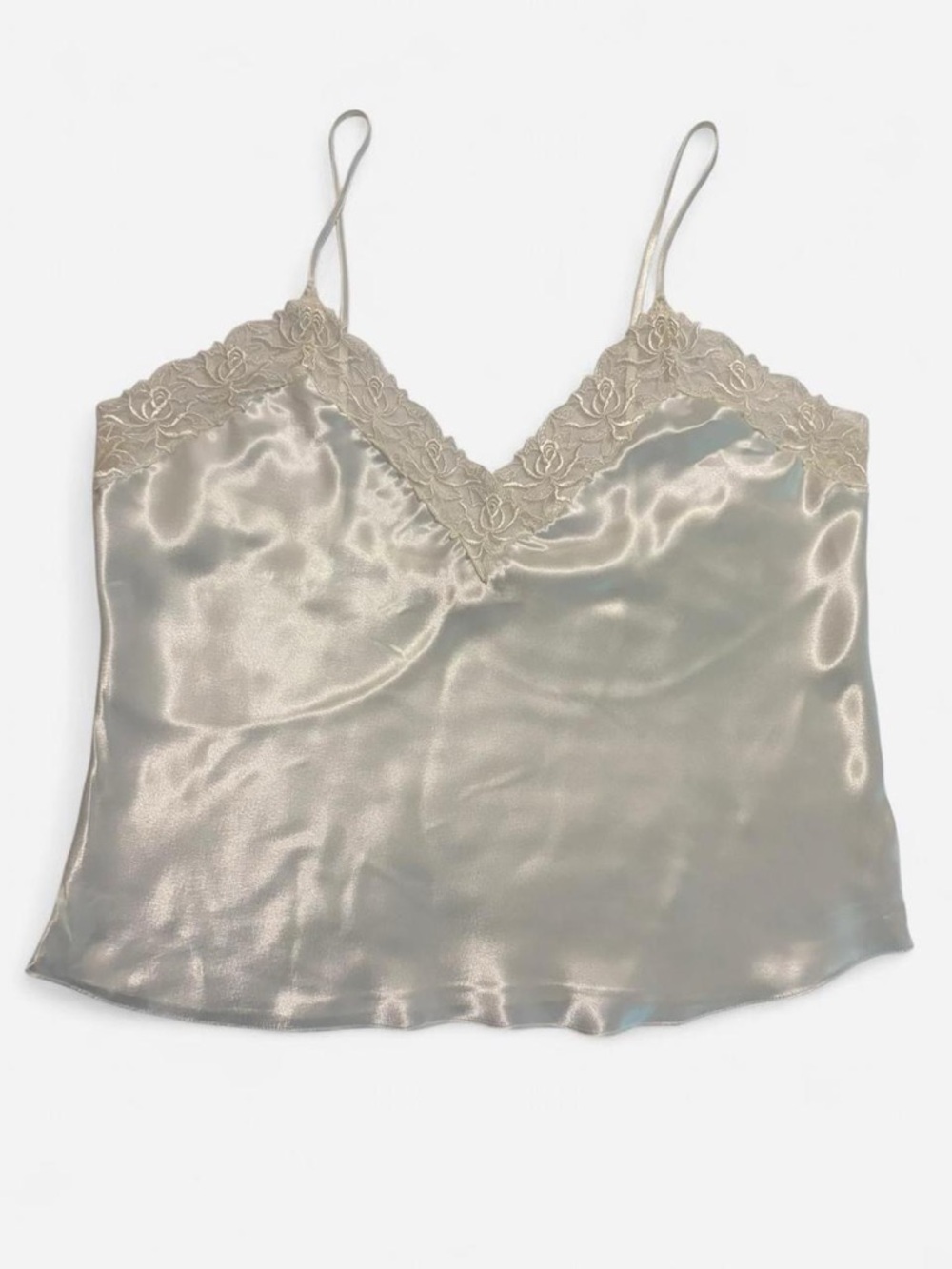 Vintage Victoria's Secret Gold Label White Satin Lace Camisole L